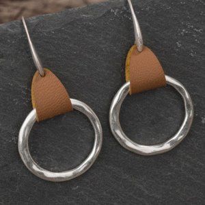Leather Accent Drop Earrings